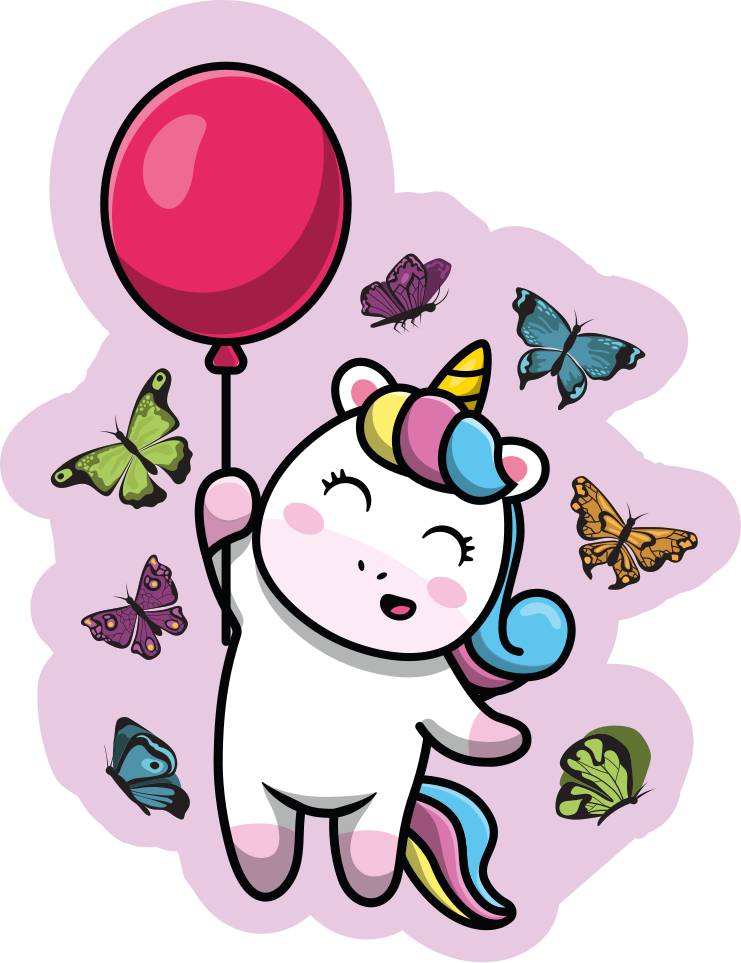 Magic unicorns with butterflies sticker - TenStickers