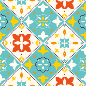Fliesen Aufkleber buntes Fliesenmuster im Vintage-Stil - TenStickers