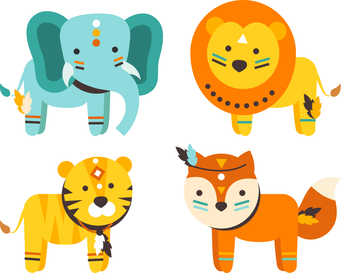 Ethnic animal characters wall stickers for kid - TenStickers