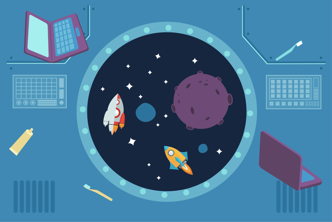 Pohledy do vesmíru pomocí raketových oken 3d obtisk - TenStickers