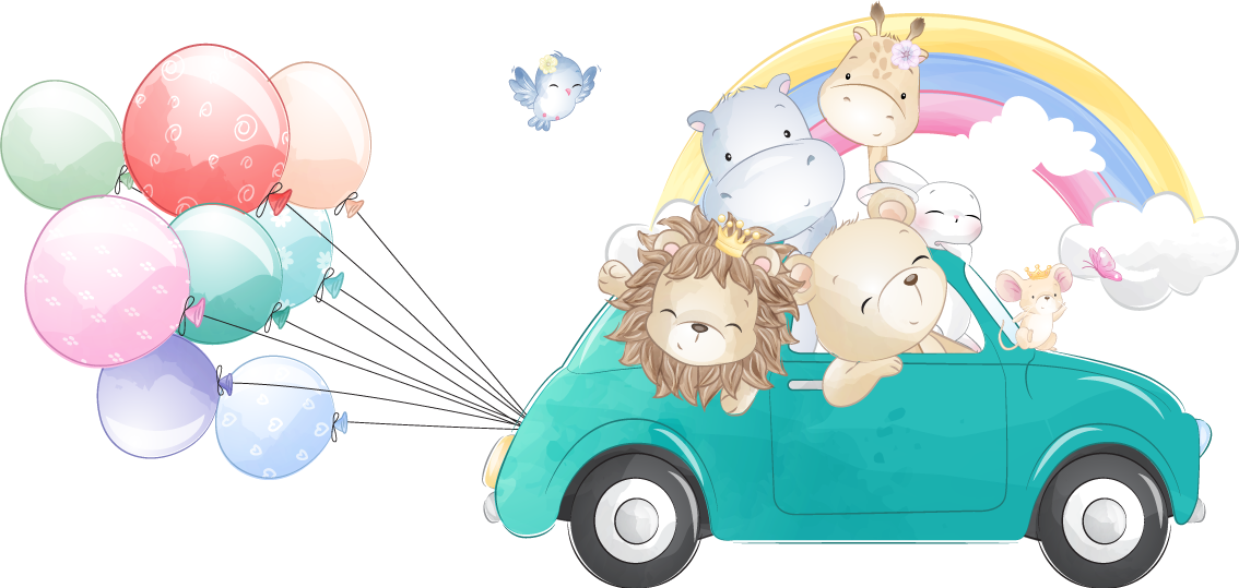 Naklejka na ścianę dla dzieci samochód przygód zwierząt - TenStickers