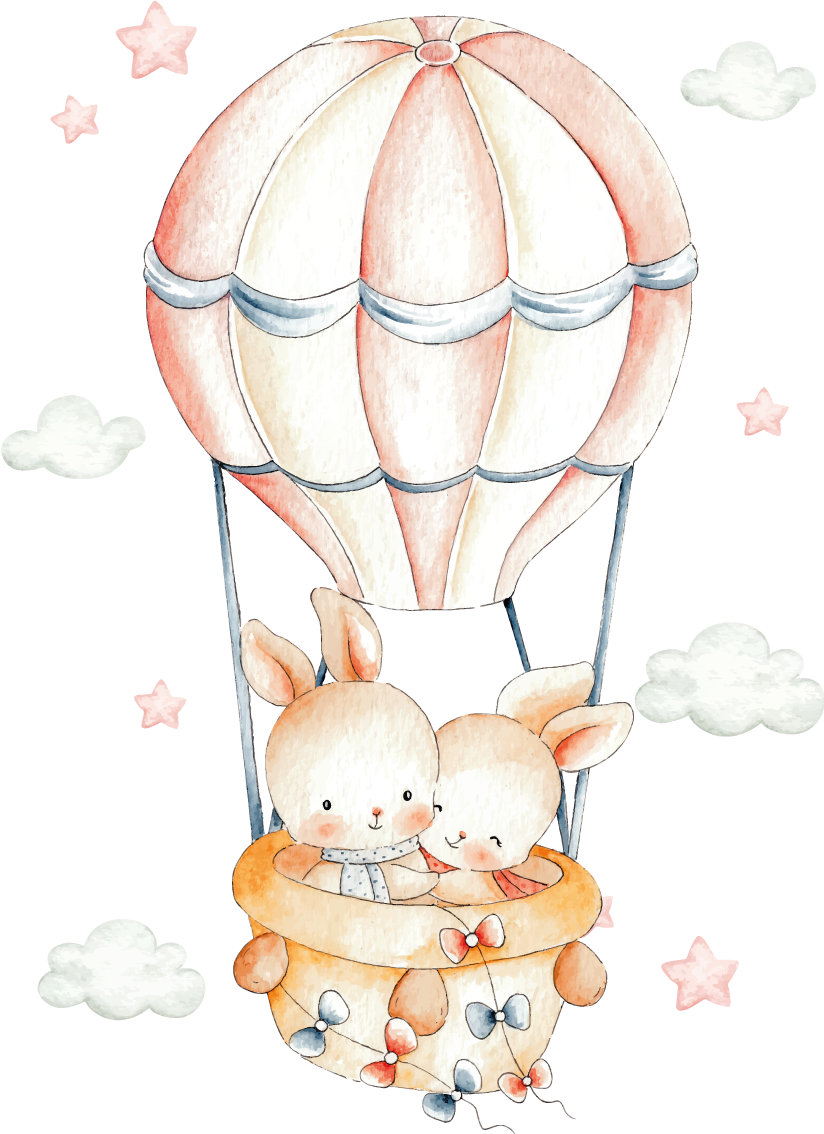 Bunny Hot Air Balloon wall stickers for kid - TenStickers
