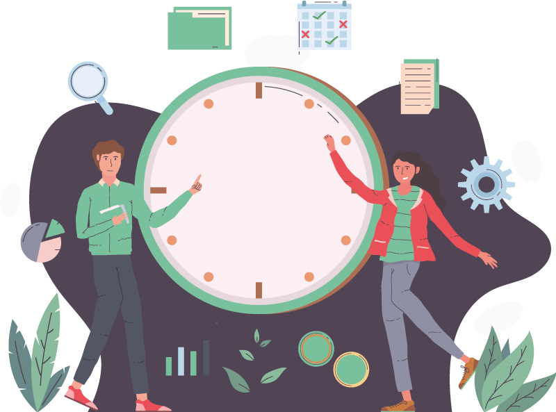 Teamwerk illustratie sticker klok - TenStickers