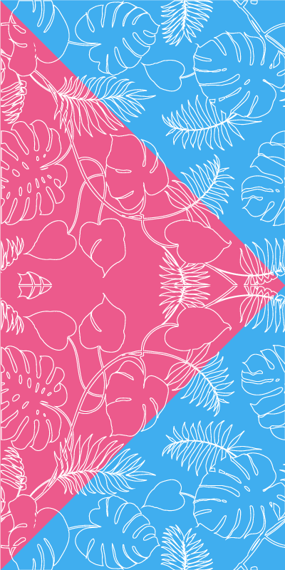 Klistermærke til dør med tropisk bladmotiv - TenStickers