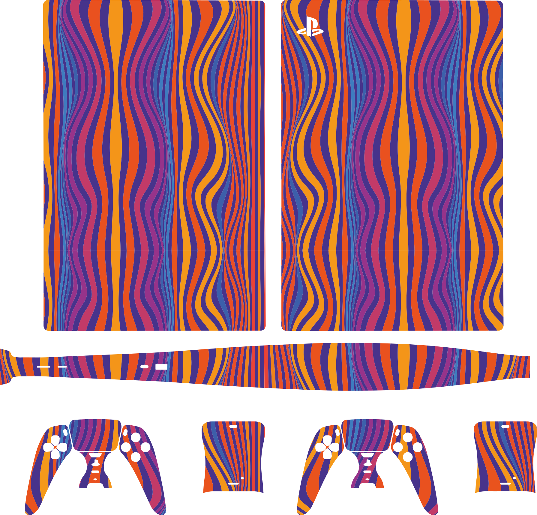 Psychedelic groovy lines PS5 decal - TenStickers