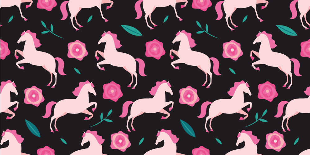 Flowers and plants with horses furniture decal - TenStickers