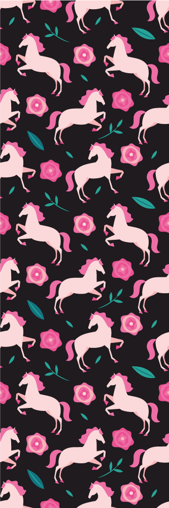 αυτοκόλλητο πόρτα λουλουδιών και φυτών με άλογα - TenStickers