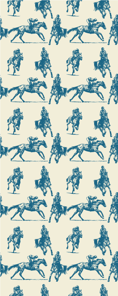 Blå och beige hästmönster dörrdekal - Tenstickers