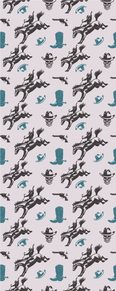 καουμπόη στοιχεία αλογάκι μοτίβο πόρτας αυτοκόλλητο - TenStickers