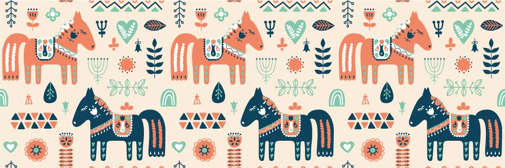 Carta adesiva per mobili cavalli etnici colorati - TenStickers