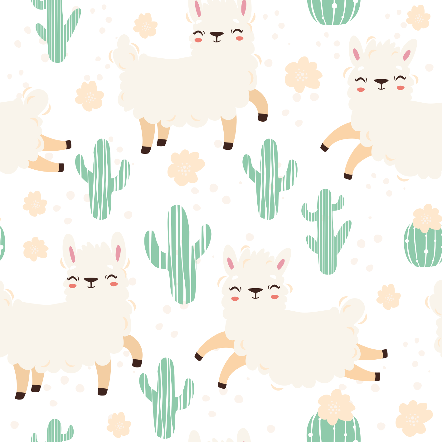 Watercolor llamas with cactus furniture sticker - TenStickers