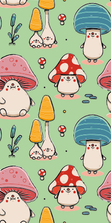 Autocolante iphone creaturi drăguțe cu ciuperci - TenStickers