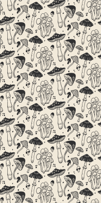 Black drawing mushrooms pattern Huawei decal - TenStickers