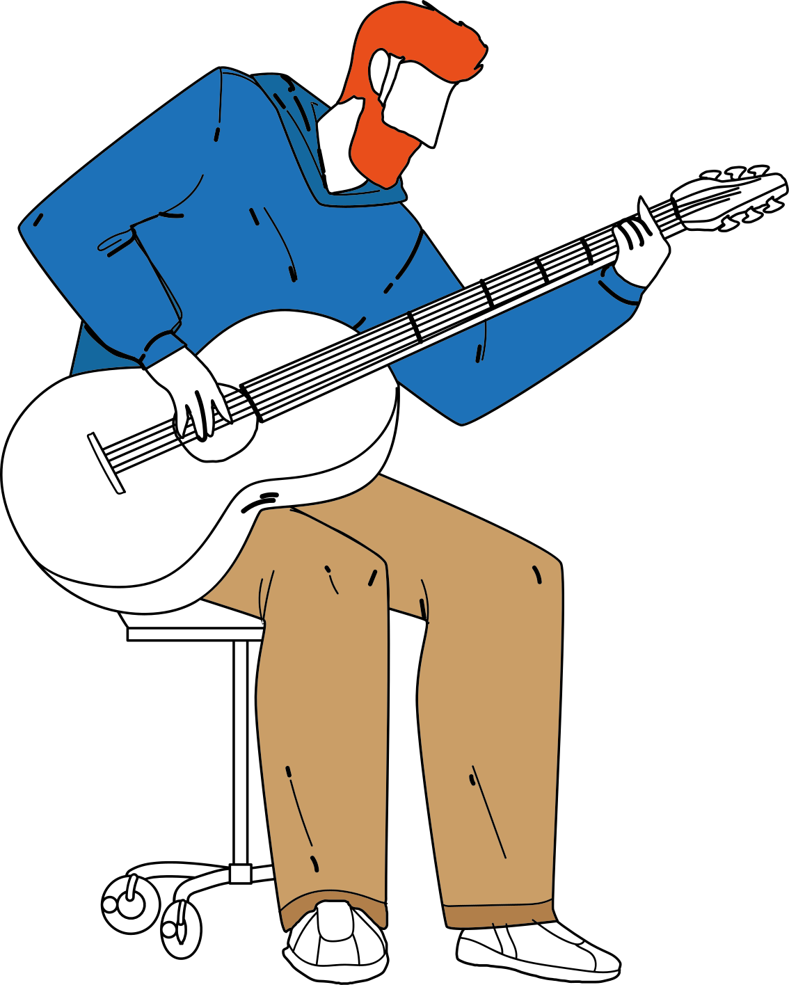 Autocolante de música clássica Guitarrista sentado produtominimal - TenStickers