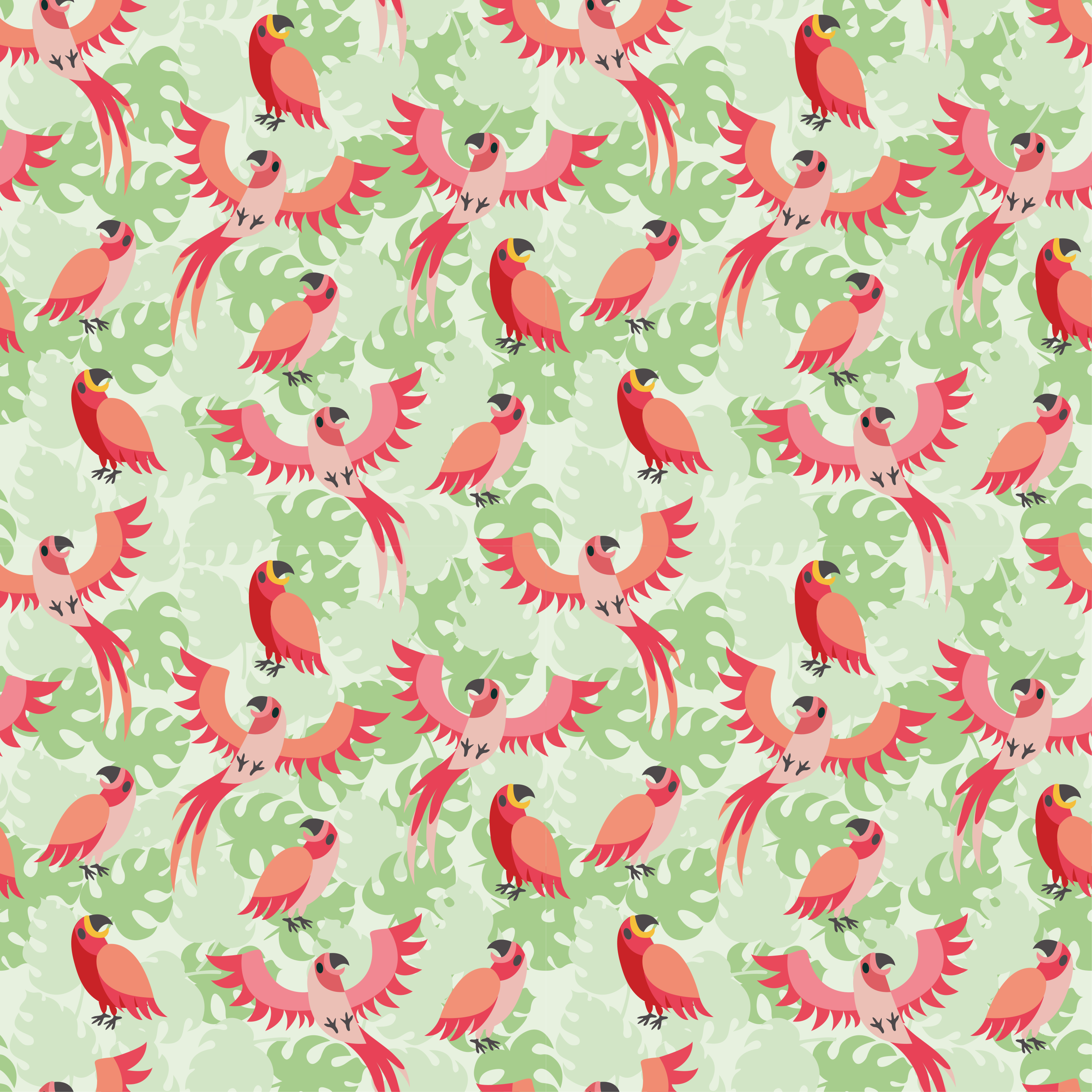 Papier adhésif pour meuble oiseaux rouges sur feuilles vertes - TenStickers