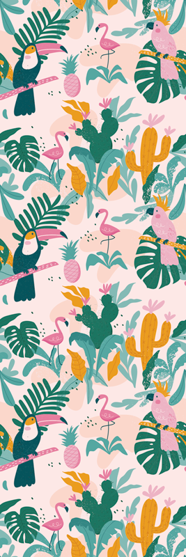 Green birds and leaves shower screen decal - TenStickers