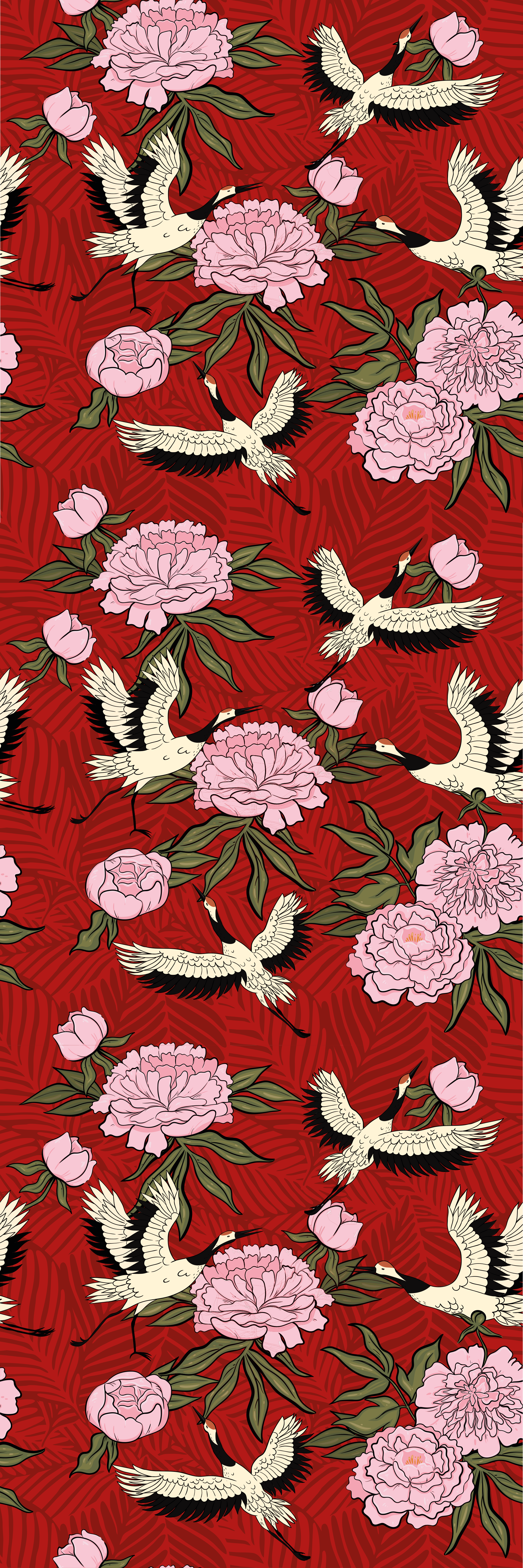 Autocolante para frigorífico Pássaros brancos em padrão tropical  - TenStickers