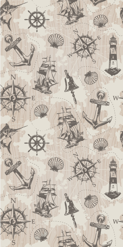 Vinilo para nevera diseño de temática náutica - TenVinilo