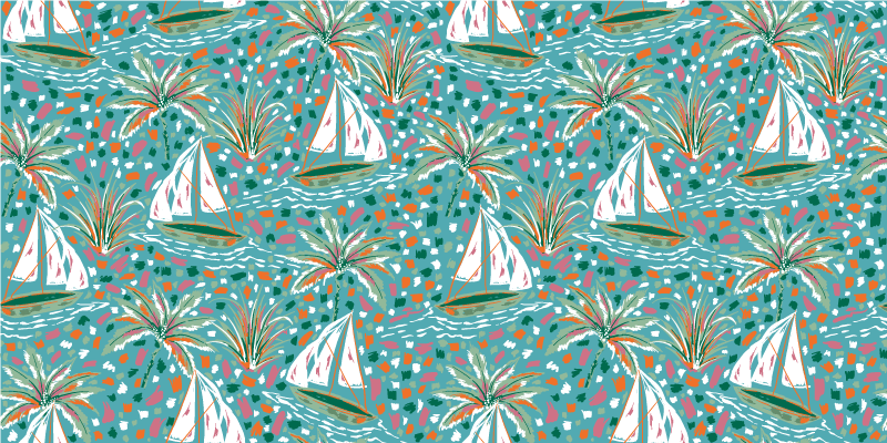 Watercolor ships pattern furniture sticker - TenStickers