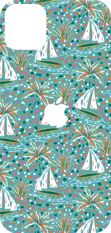 αυτοκόλλητο με ακουαρέλα πλοία μοτίβο iphone - TenStickers