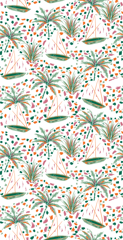 Folie Duschkabine palmenmuster - TenStickers