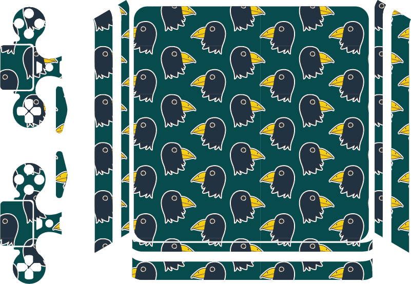 Vinilo PS4 Patrón de cuervo verde y morado - TenVinilo