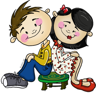 Wandtattoo Menschen süßes cartoon-pärchen - TenStickers