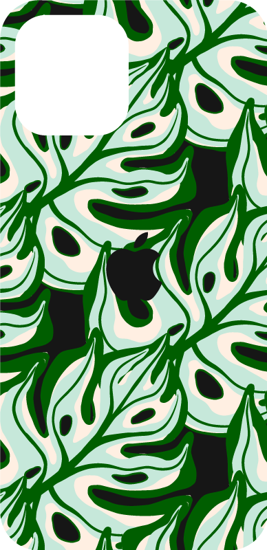 Fekete -zöld fröccsenő virágos iphone matrica - TenStickers