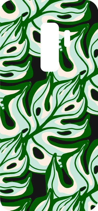 Sticker para Samsung Patrón de flora splashy negro y verde - TenVinilo