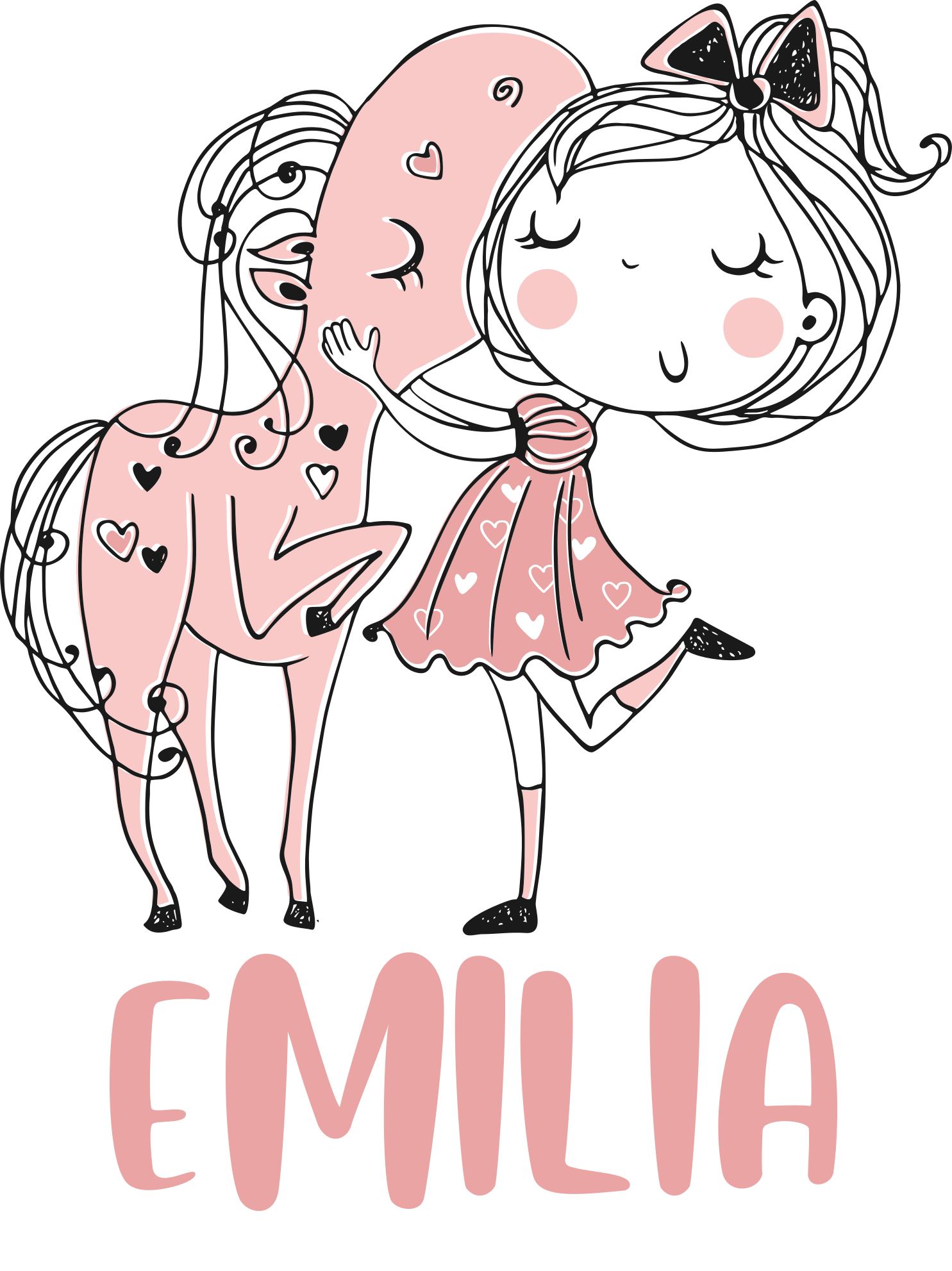 Vinilo infantil niña con pony y nombre - TenVinilo