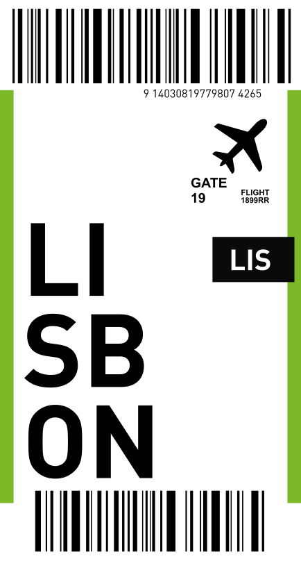 Autocolante com iphone de bilhete de avião para lisboa - TenStickers