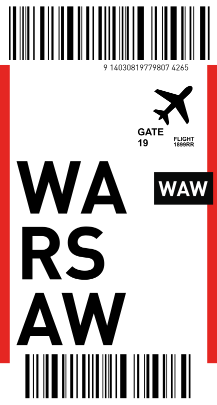 Naklejka na telefon Samsung bilet lotniczy do Warszawy - TenStickers