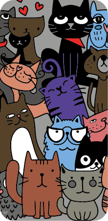 Søte fargerike katter med svart bakgrunn iphone skin - Tenstickers