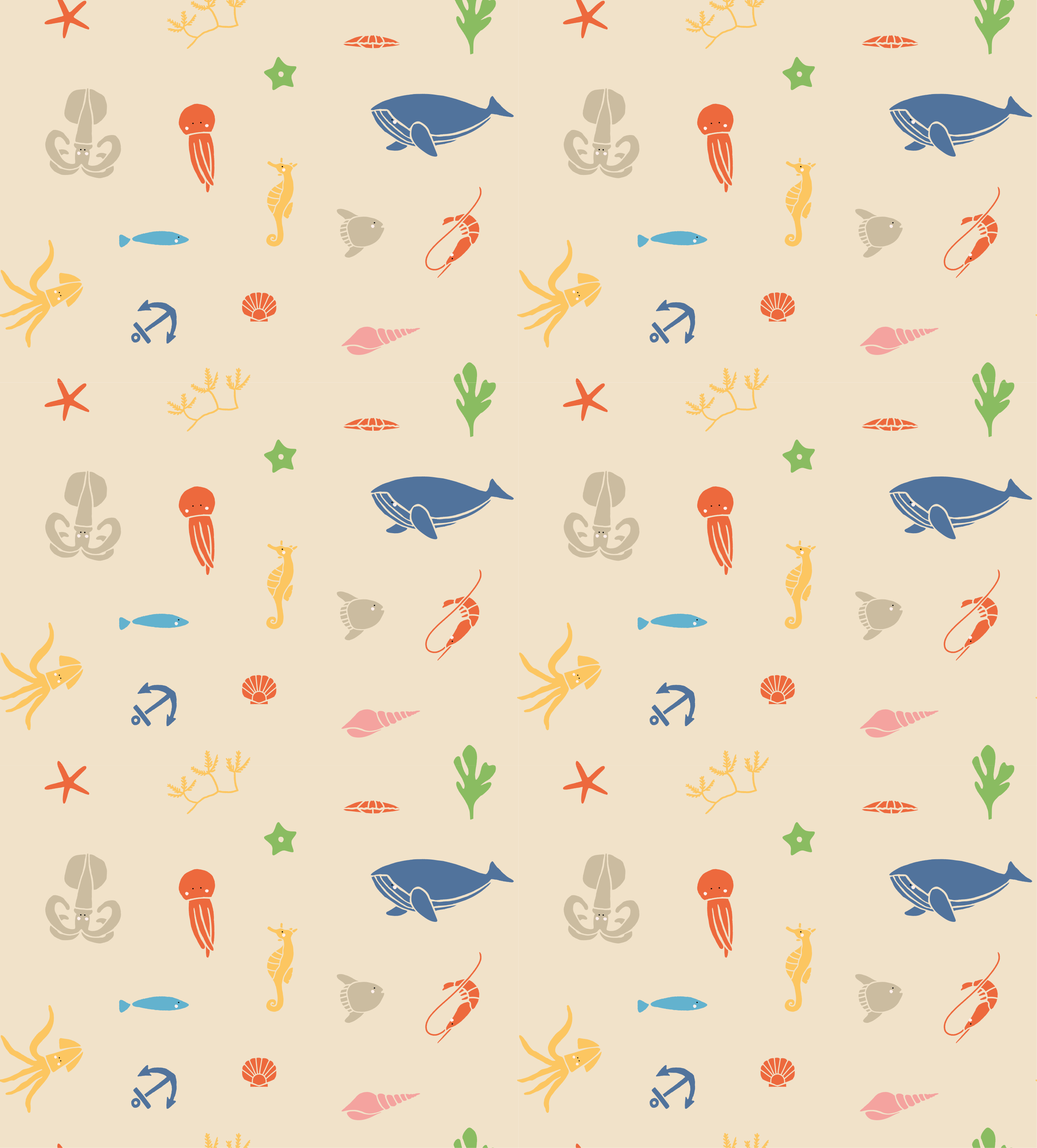 Marine Creatures Pattern fish sticker - TenStickers