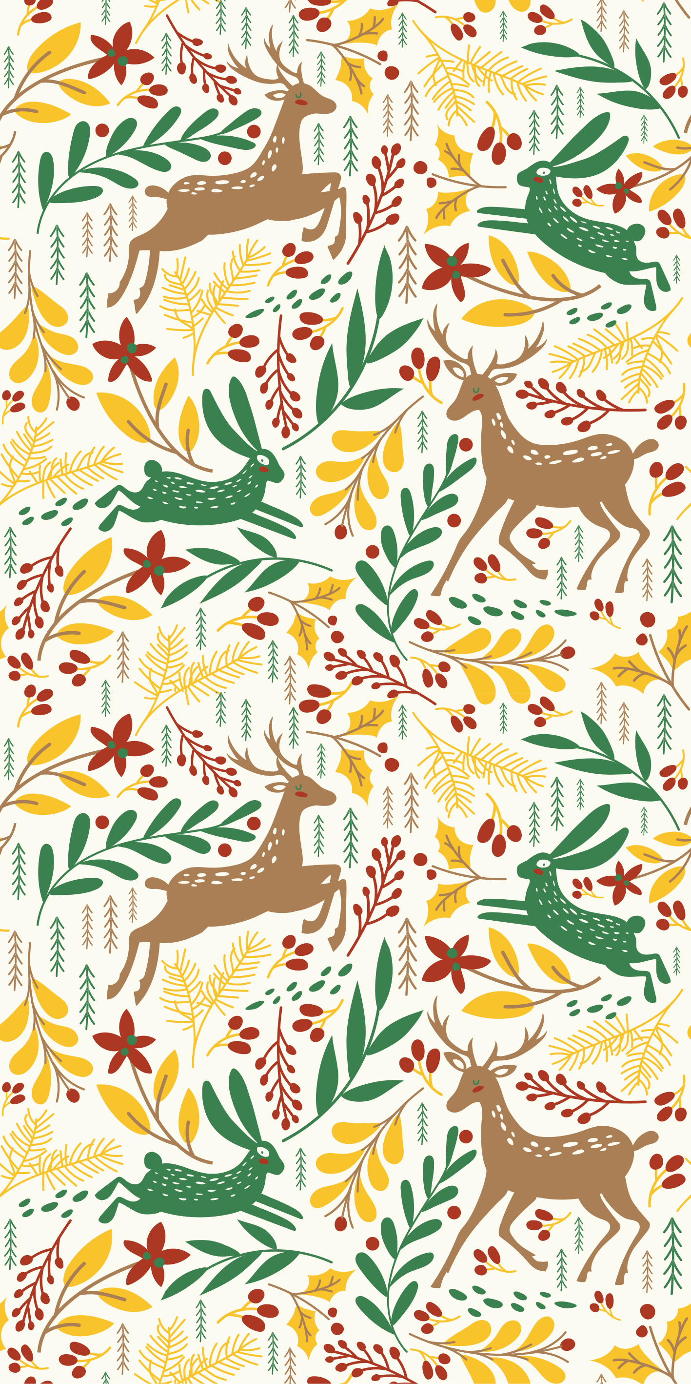 Deer pattern and yellow flower fridge decal - TenStickers