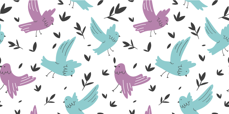αυτοκόλλητο με έπιπλα μπλε και μοβ πουλιά - TenStickers