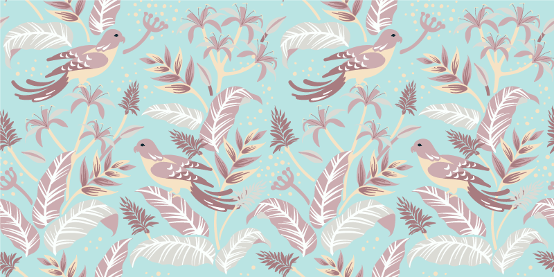 Naklejka na meble Niebieski i różowy wzór flory - TenStickers