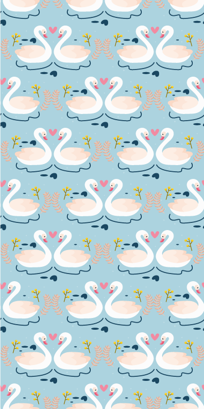 Swans in love on blue background fridge sticker - TenStickers