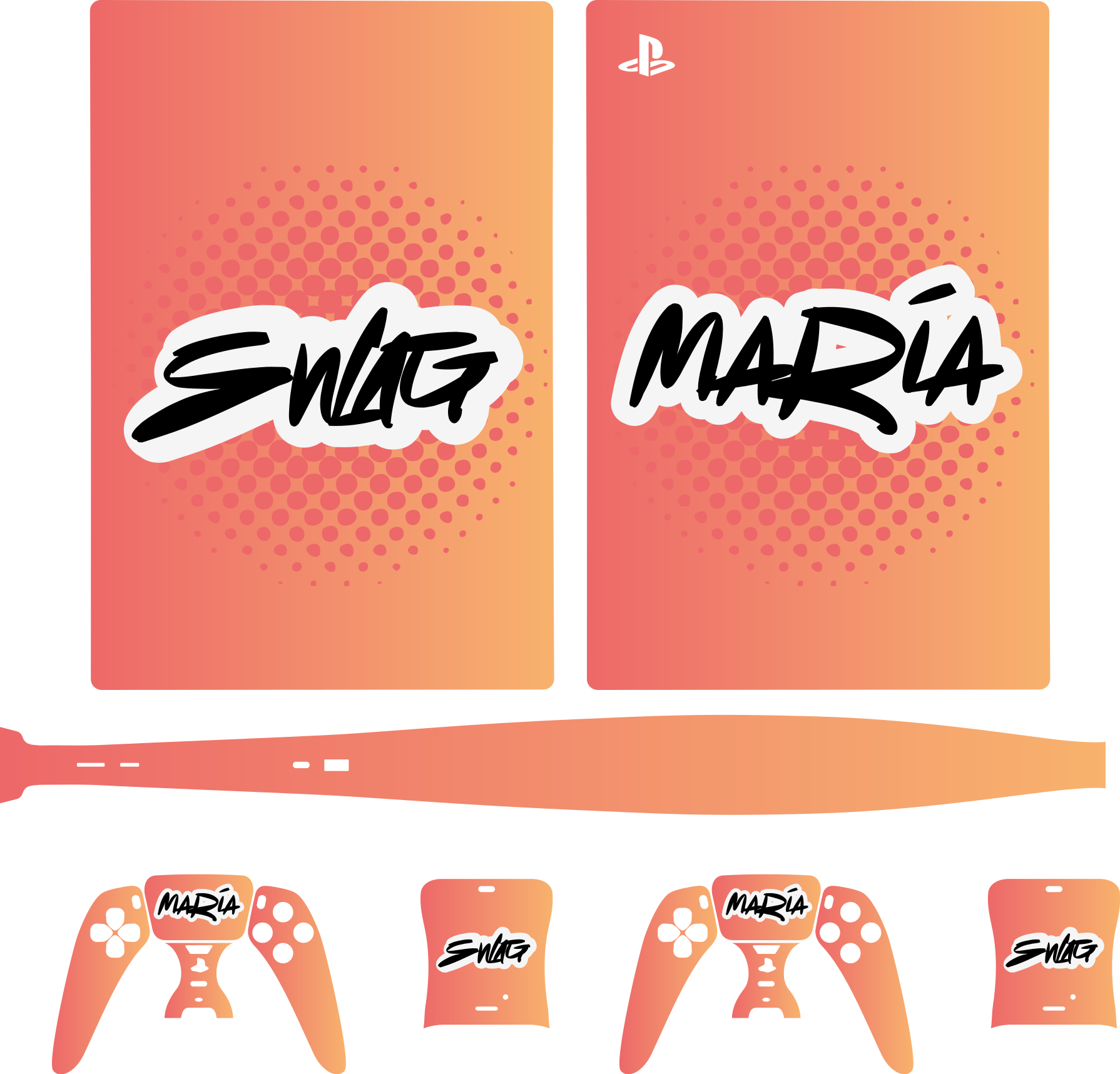 Swag graffiti name lettering orange background ps5 sticker - TenStickers