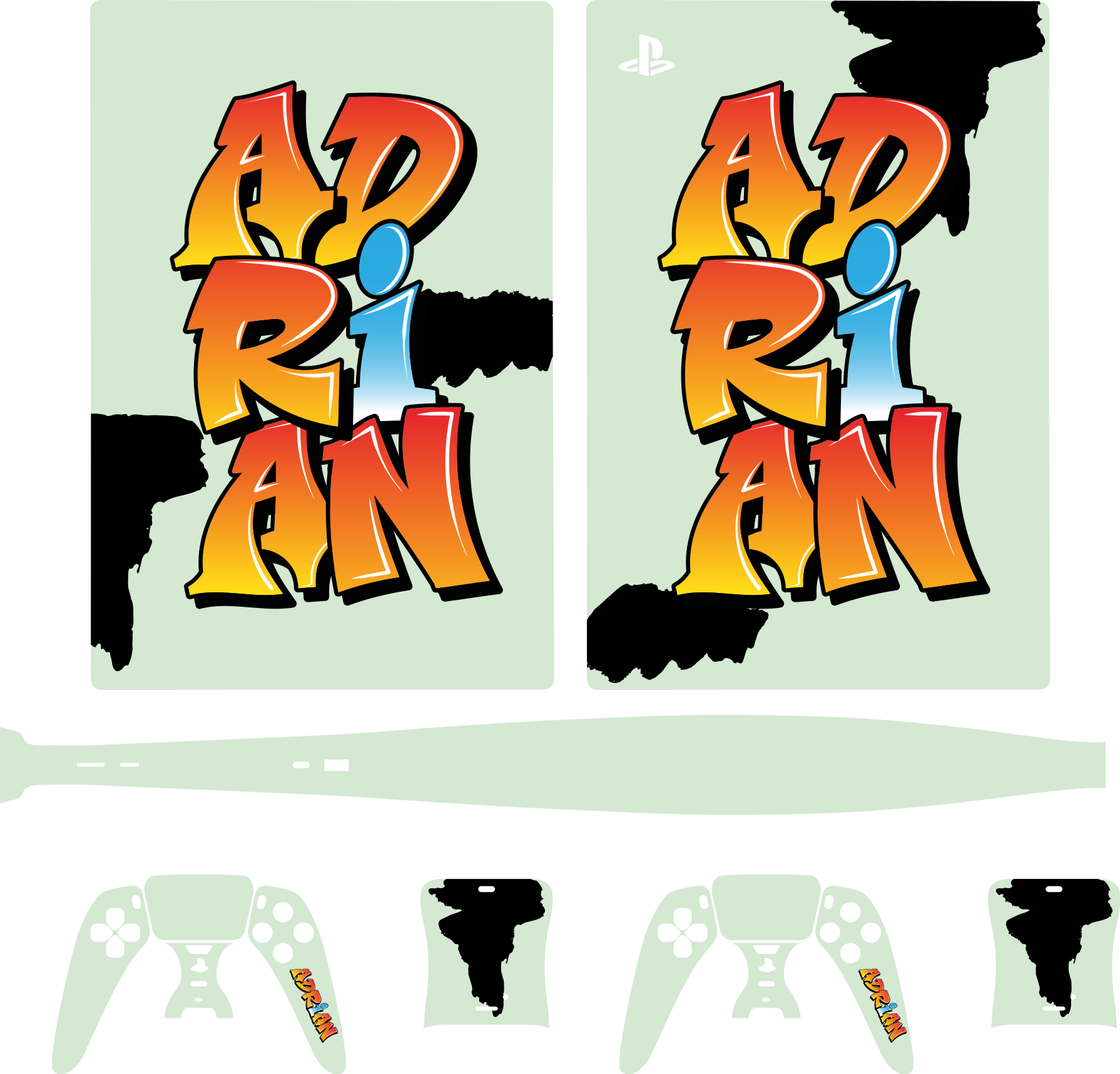 Ditt namns graffiti bokstav ps5 vinyl - Tenstickers