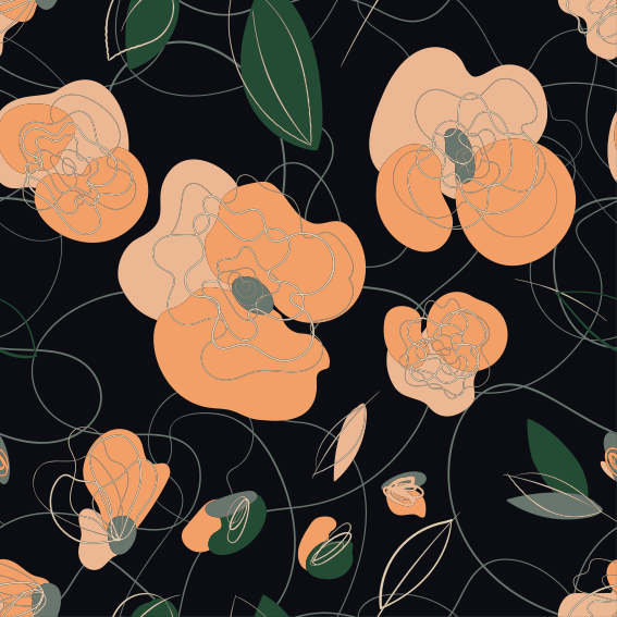 Αυτοκόλλητο για σκοτεινή πανίδα και floral μοτίβο - TenStickers