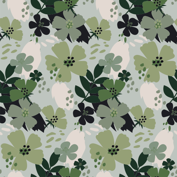 Vinilo para mueble Tonos verdes hojas patrón floral - TenVinilo