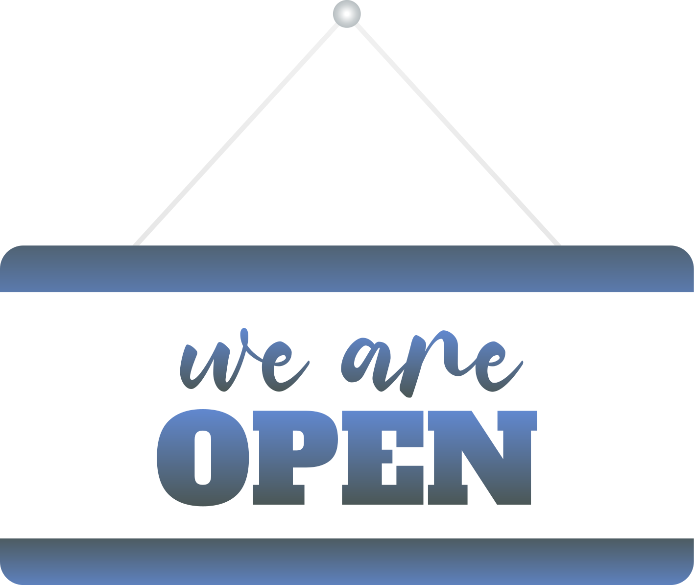 We are open in blue shop window sticker - TenStickers