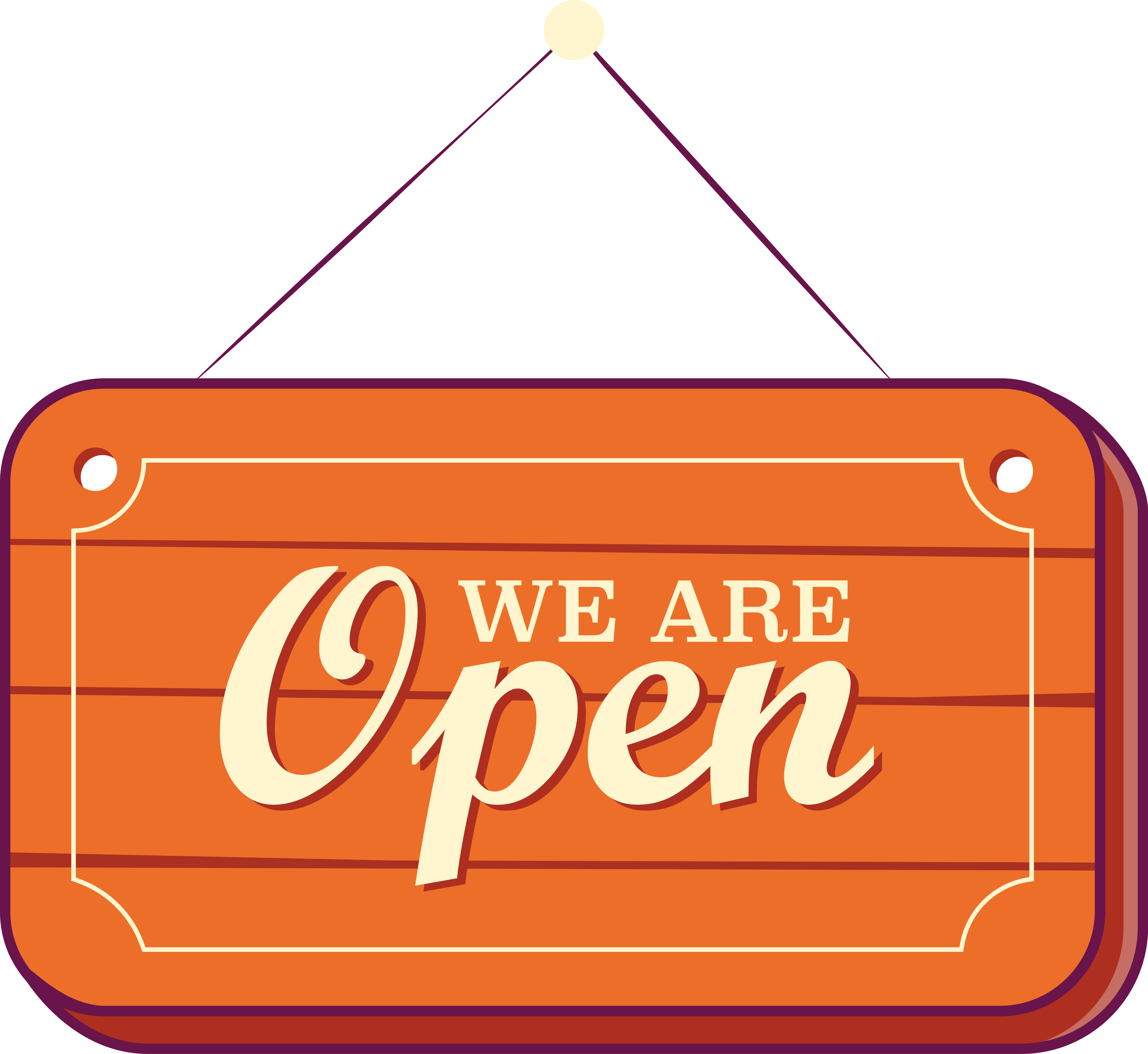 We are open sign on wood shop window decal - TenStickers