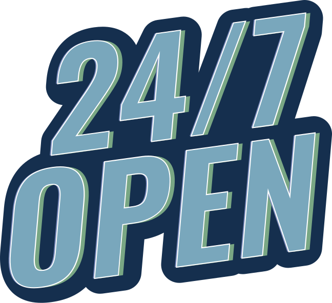 24/7 availability sign shop window sticker - TenStickers