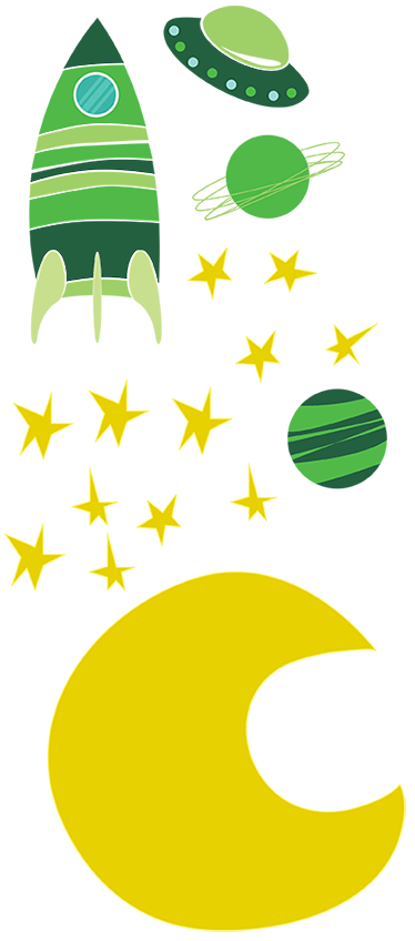 Kids Space Green Moon Decal Collection - TenStickers