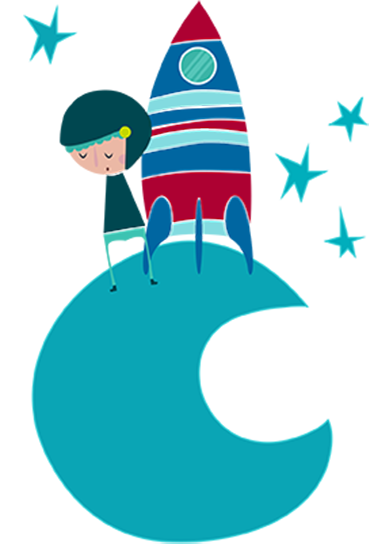 蓝月亮宇航员墙贴 - TenStickers