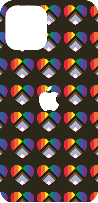 Sticker iPhone Bandera del orgullo actualizada en forma de corazó - TenVinilo