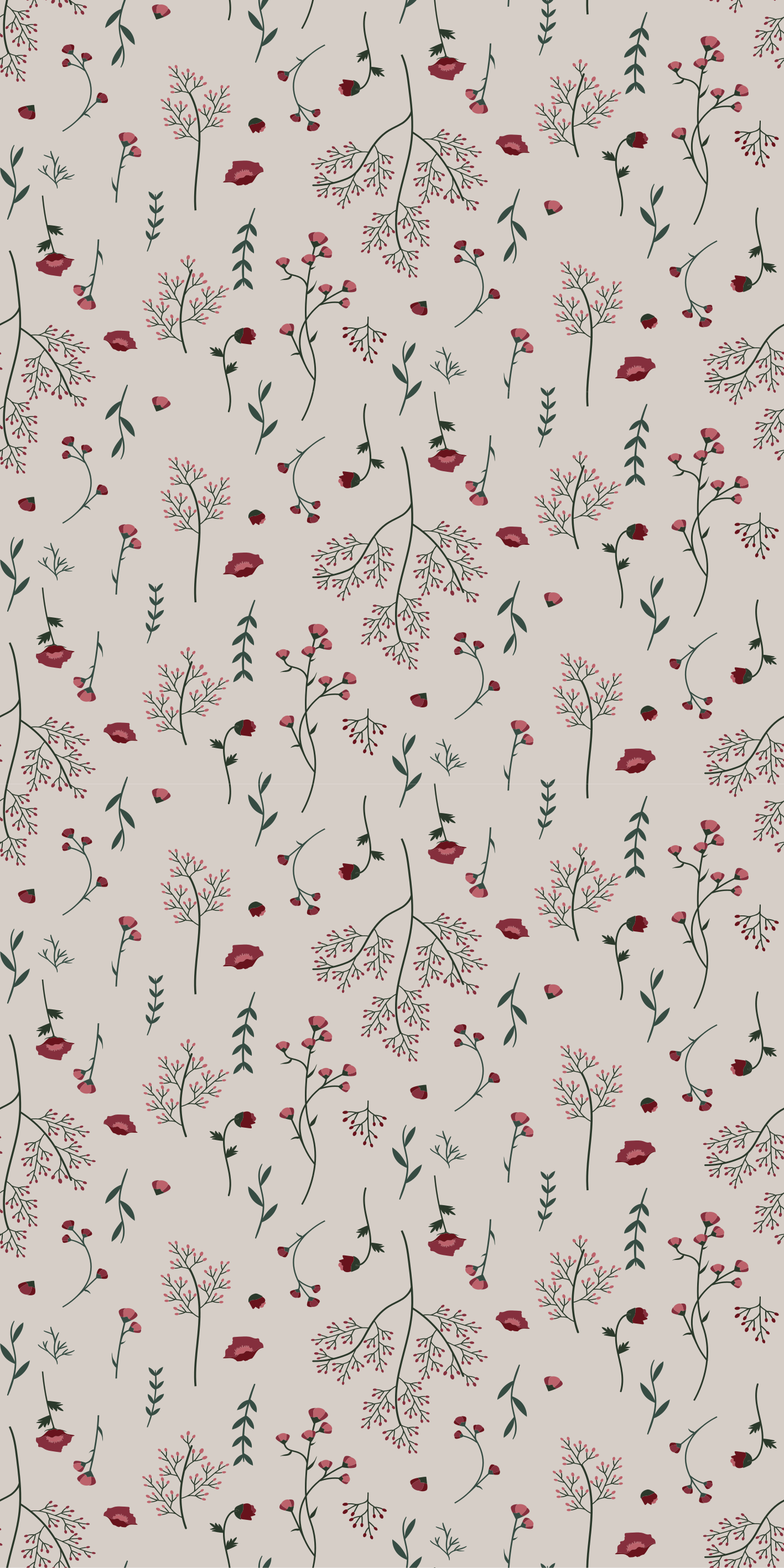 Autocolante para frigorífico Padrão floral vermelho minimalista - TenStickers