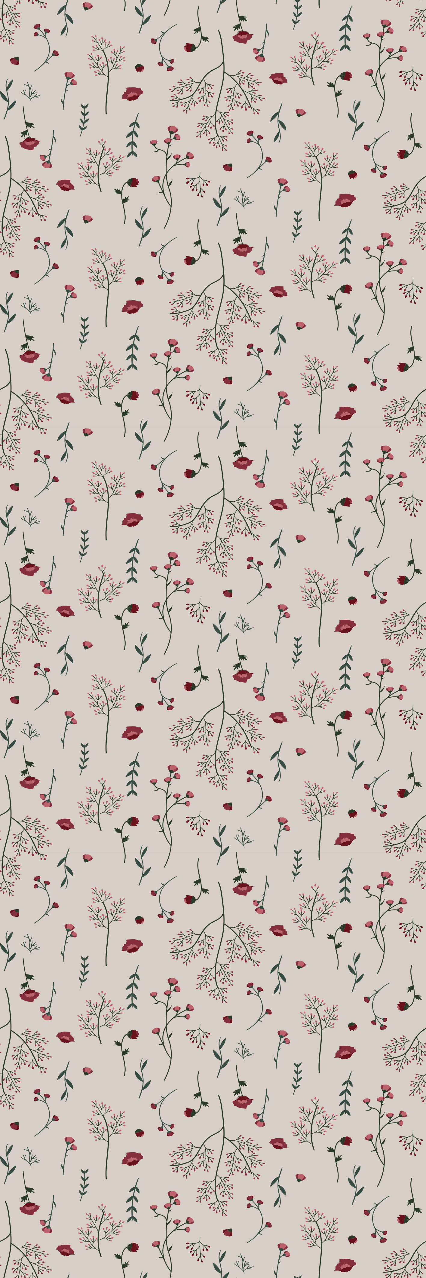 Vinilo para puerta Patrón floral rojo minimalista - TenVinilo